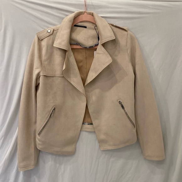 NWT TAHARI FAUX MICROSUEDE MOTO JACKET XS - Picture 1 of 5